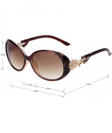 Oval Designer Womens Oversized Sunglasses Fashion with Crystals GD103 - Coffee - CQ188Z996HS $13.48