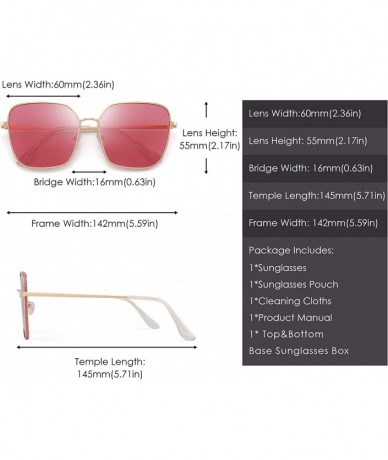 Oversized Retro Oversized Sunglasses for Women Square Metal Frame Candy Color Lens - Gold Frame / Pink Lens - CN192SC5YQ7 $13.17