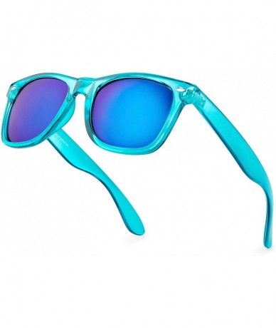 Sport Retro 80's Fashion Sunglasses - Colorful Neon Translucent Frame - Mirrored Lens - CA1252THSWX $12.99