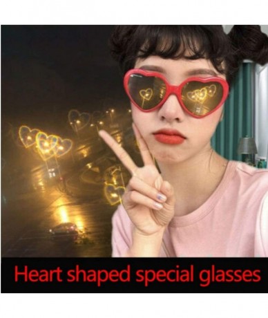 Oval Special Effects Glasses Party Favor Peach Heart Light Diffraction Eyeglasses Light Changing Eyewear (Red) - Red - CY1952...