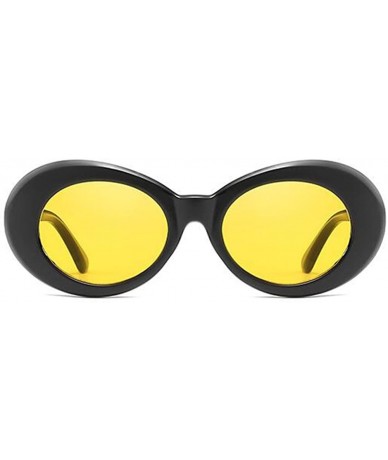 Oval Oval Sunglasses Mod Style Retro Thick Frame Fashion Eyewear - Black/Yellow - CV188QU33I0 $36.24