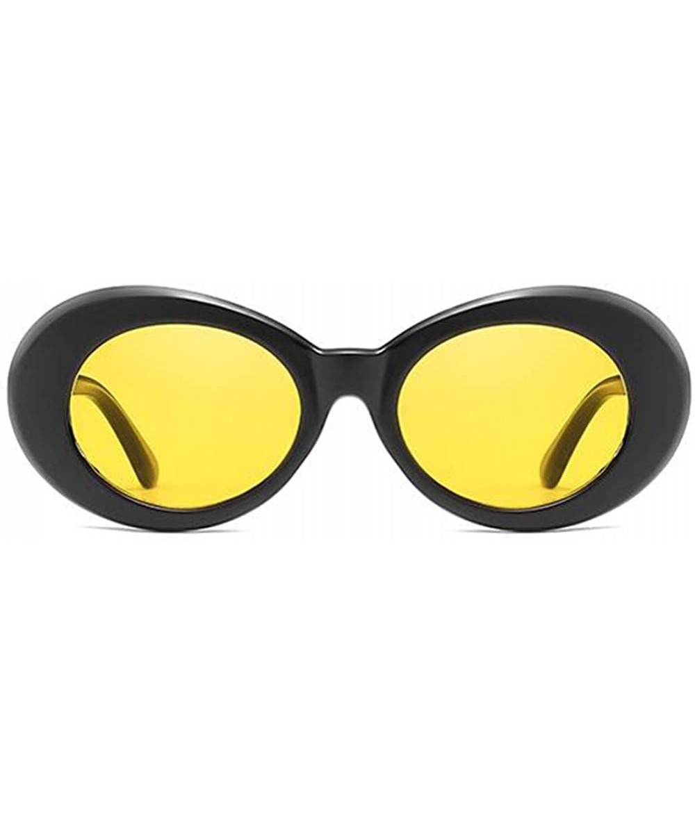 Oval Oval Sunglasses Mod Style Retro Thick Frame Fashion Eyewear - Black/Yellow - CV188QU33I0 $19.61