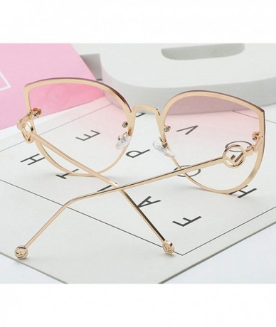 Cat Eye 2019 Lady Cat Eye Sunglasses Women Vintage Rimless Gradient Sun Glasses - Gold Brown - CP18W7I4AMH $12.04