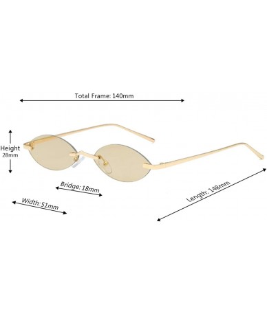 Rectangular Unisex Fashion Metal Frame Oval Candy Colors small Sunglasses UV400 - Brown - CF18NI5Z235 $9.55