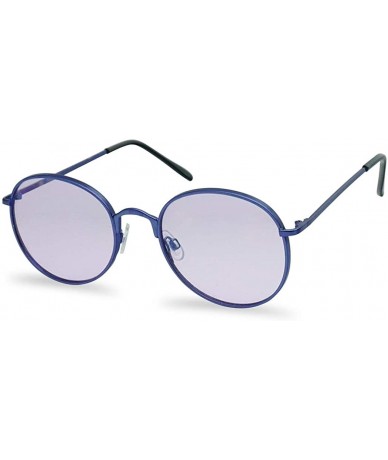 Round Colorful Classic Vintage Round Flat Lens Lennon Style Sunglasses - Purple - C3183OEX4N5 $20.61