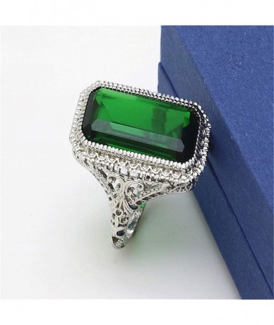 Rectangular Women's Rectangular Amethyst Princess Ring(Green Size 10) - Green Size 10 - C218O5HO2NY $7.46