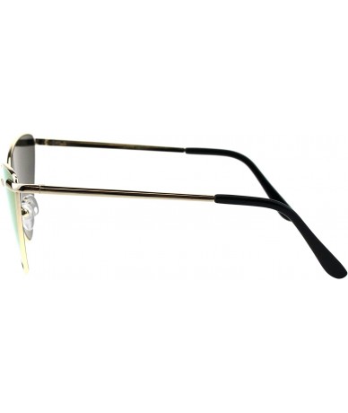 Oversized Womens Oversized Cateye Sunglasses Metal Frame Spring Hinge UV 400 - Gold (Fuchsia Mirror) - CN18NXH8TOA $13.21