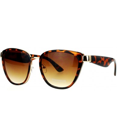 Oversized Womens Double Frame Oversize Cat Eye Sunglasses - Tortoise Brown - CR12CJLBCP1 $11.21