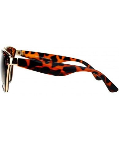 Oversized Womens Double Frame Oversize Cat Eye Sunglasses - Tortoise Brown - CR12CJLBCP1 $11.21