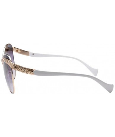 Rectangular Cateye Sunglasses Vintage French Fashion New Diamond Frame Lens 62mm - White/Grey - CT12FU83CV7 $13.38