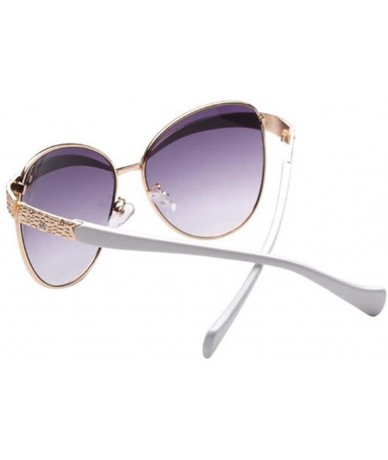 Rectangular Cateye Sunglasses Vintage French Fashion New Diamond Frame Lens 62mm - White/Grey - CT12FU83CV7 $13.38