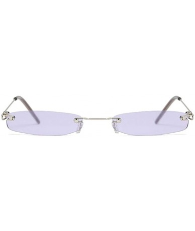 Semi-rimless Vintage Rimless Rectangle Sunglasses Womens Mens Sunglasses Ladies Metal Frame Clear Lens Red Shades - Purple - ...