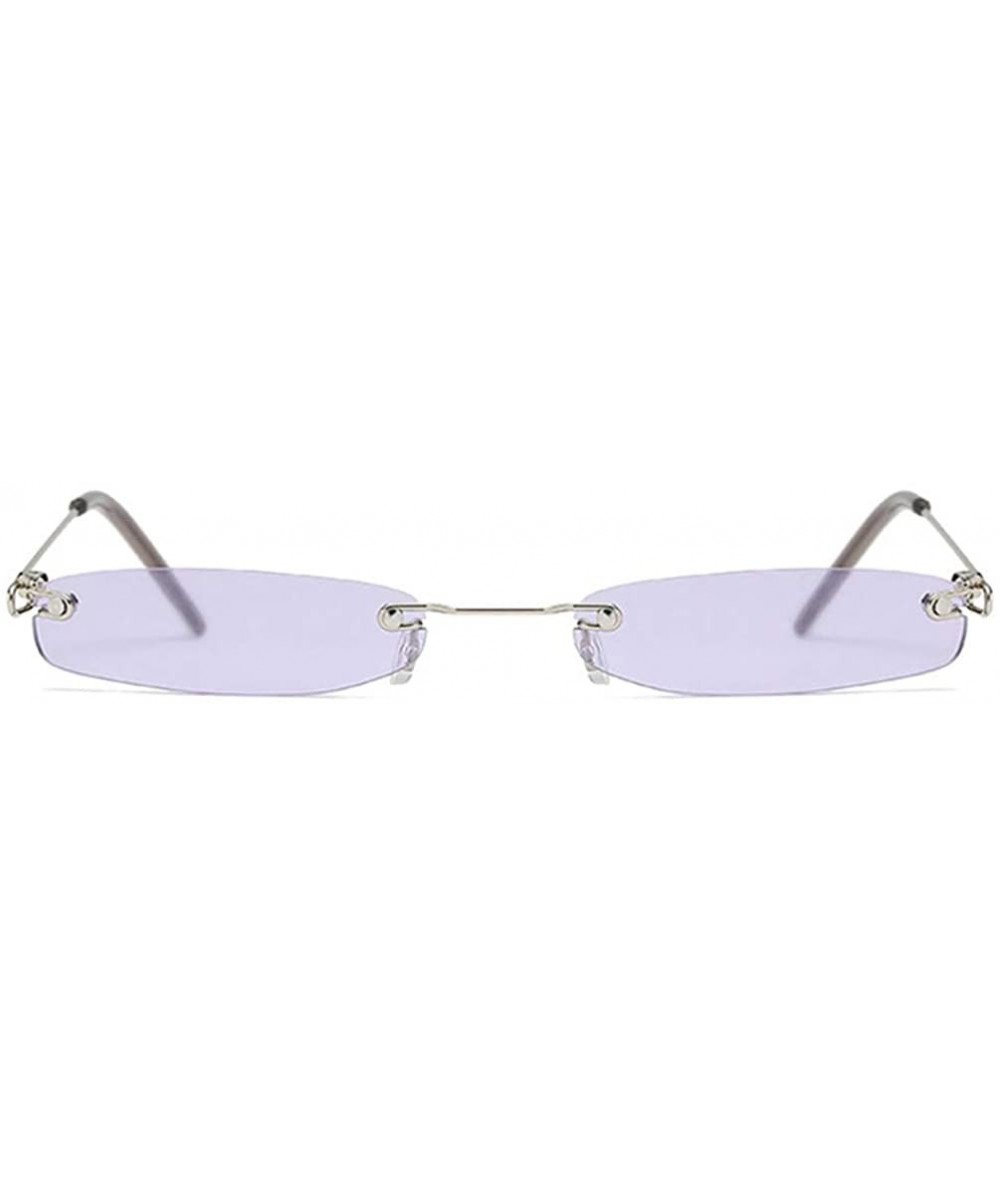 Semi-rimless Vintage Rimless Rectangle Sunglasses Womens Mens Sunglasses Ladies Metal Frame Clear Lens Red Shades - Purple - ...
