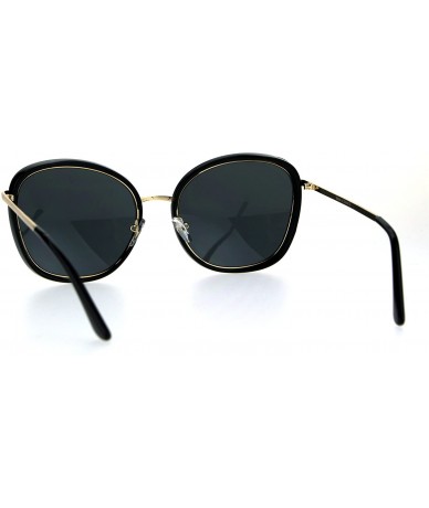 Butterfly Womens Retro Double Rim Designer Fashion Butterfly Sunglasses - All Black - CV184QN9XAM $29.62