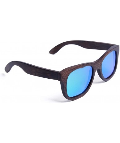 Square Polarized Bamboo Wood Sunglasses for Men Women - Handmade Sunglasses with Case - Green - CH197AHUWRI $46.91