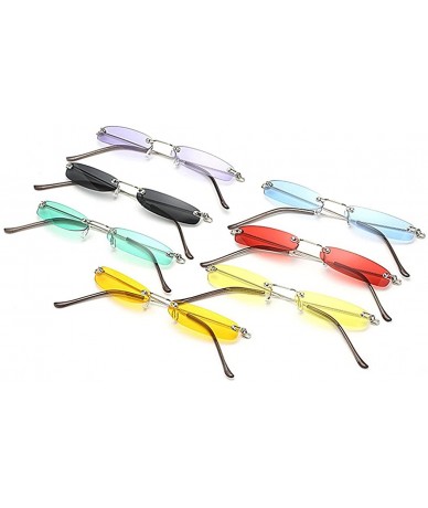 Semi-rimless Vintage Rimless Rectangle Sunglasses Womens Mens Sunglasses Ladies Metal Frame Clear Lens Red Shades - Purple - ...