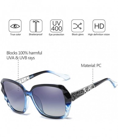 Goggle Classic Oversized Polarised Sunglasses for Womens Fashion Retro Glasses - Blue-grey - CC18RNDNODK $8.57