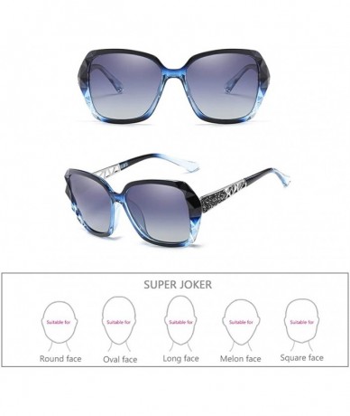 Goggle Classic Oversized Polarised Sunglasses for Womens Fashion Retro Glasses - Blue-grey - CC18RNDNODK $8.57