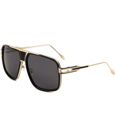 Square Art Deco Metal Cut Out Modern Square Aviator Sunglasses - Black - CU190KCOY0O $12.98
