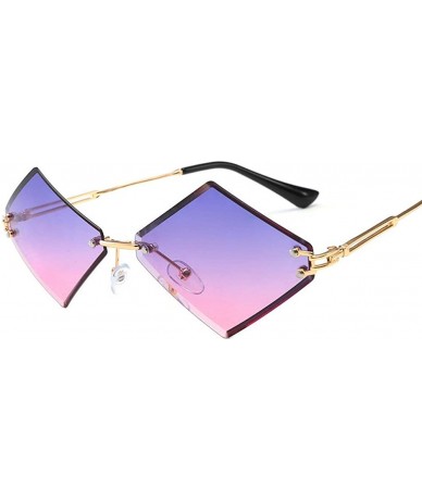 Rimless Women Rimless Polygon Sunglasses Brand Designer Vintage Sun Glasses Retro Gradient Lens Shades - CE18M74DDK9 $14.71