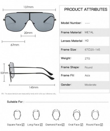 Oversized One Piece Oversized Sunglasses for Men and Women Driving Eyewear Shades UV400 - Black Black - CC1908G2HSR $25.73