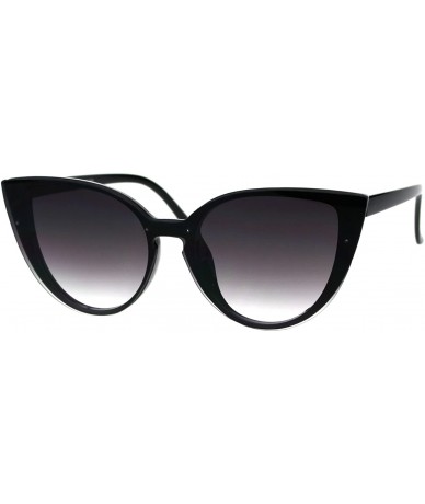 Shield Womens Gothic Mod Exposed Shield Lens Cat Eye Retro Sunglasses - Black Smoke - CU18G2HKTN0 $12.75