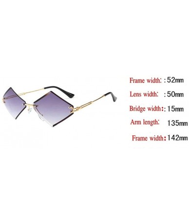 Rimless Women Rimless Polygon Sunglasses Brand Designer Vintage Sun Glasses Retro Gradient Lens Shades - CE18M74DDK9 $14.71