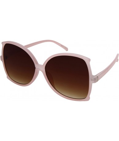 Butterfly Modern Butterfly Women Sunglasses Oversized Flat Lens 34134 - Jelly Pink Frame/Brown Gradient Lens - CO18E64TH39 $8.48