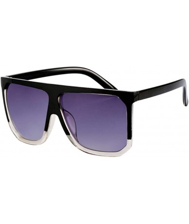 Aviator Flat Top Mirrored Sunglasses Women Brand Designer Vintage Luxury Sun Black - Black Transparent - C218XQZCL8M $21.17