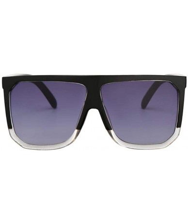Aviator Flat Top Mirrored Sunglasses Women Brand Designer Vintage Luxury Sun Black - Black Transparent - C218XQZCL8M $21.17