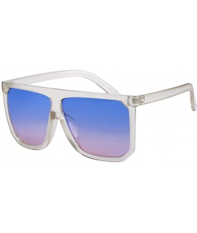 Aviator Flat Top Mirrored Sunglasses Women Brand Designer Vintage Luxury Sun Black - Black Transparent - C218XQZCL8M $21.17