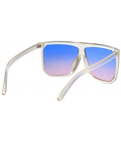 Aviator Flat Top Mirrored Sunglasses Women Brand Designer Vintage Luxury Sun Black - Black Transparent - C218XQZCL8M $21.17