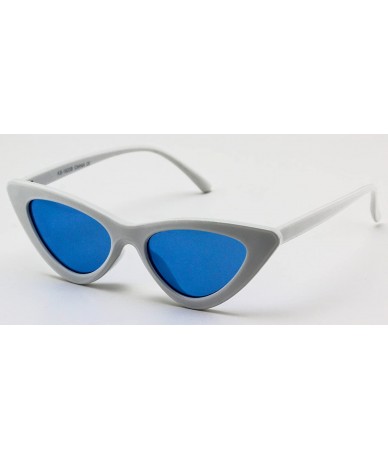 Goggle Cat Eye Sunglasses Clout Goggle Sexy Women Exaggerated Slim Frame Colorful Tinted Lens - White/Yellow - CS189RNYKIQ $1...