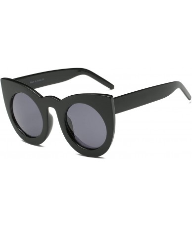 Cat Eye Women Round Cat Eye Oversized Designer Sunglasses - Black - CU18I9R87T4 $22.43