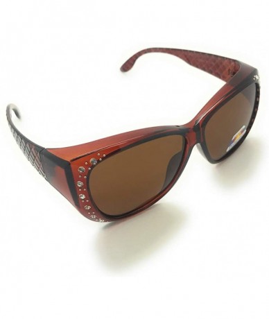 Butterfly Polarized Fit Over Otg Butterfly Rhinestone Diva Sunglasses 55mm - Brown - CV18LNQKU08 $10.03