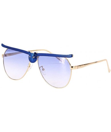 Square Bee Pilot Sunglasses Oversize Metal Frame Vintage Retro Men Women Shades - Gold Frame Blue Lens - CI190L5Z37E $20.34