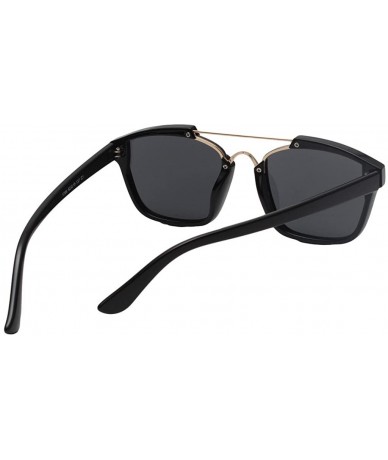 Square Classic Retro Square Mirrored Sunglasses Thicken Colored Frame 58mm - Black/Black - CI12E882F0J $15.40