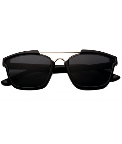 Square Classic Retro Square Mirrored Sunglasses Thicken Colored Frame 58mm - Black/Black - CI12E882F0J $15.40