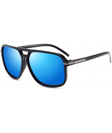 Oversized Sunglasses Men Polarized Oversized Mirror Driving Sun Glasses Man Brand Black - Blue - CF18XDWWX94 $17.87