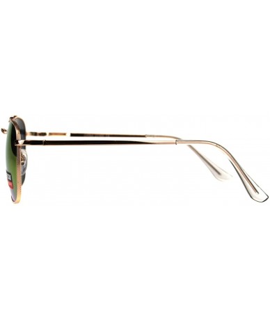 Rectangular Mens Luxury Mirror Lens Rectangular Pilots Metal Rim Sunglasses - Gold Orange - CL18CAZ04N8 $15.61