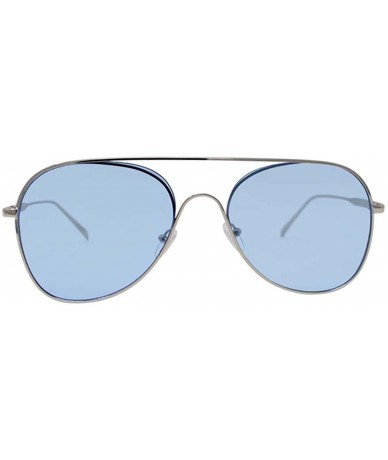 Oversized Retro Aviator Sunglasses With Case - Blue - CH18578I264 $37.73