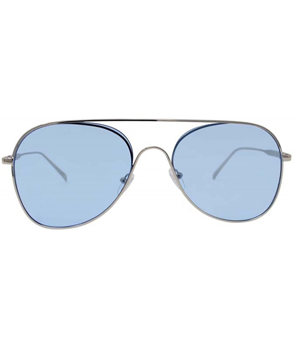Oversized Retro Aviator Sunglasses With Case - Blue - CH18578I264 $17.48
