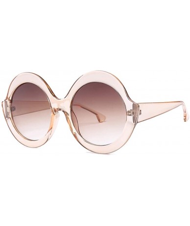 Aviator Oversized Retro Round Sunglasses Candy color Hinge Women Sun Glasses - Light Tea - CK18NHOK5Z9 $19.40