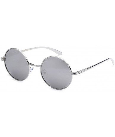 Round Metallic Round Sunglasses - Silver/Silver - CG18DNHR9OH $8.14