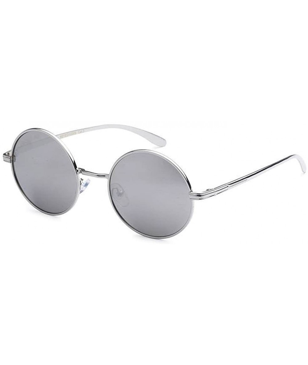 Round Metallic Round Sunglasses - Silver/Silver - CG18DNHR9OH $18.43