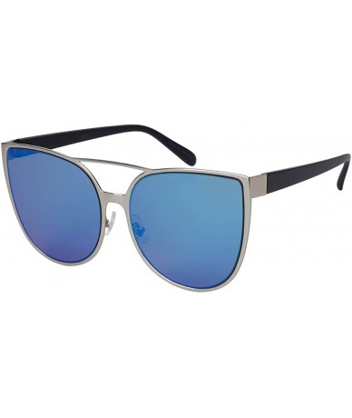 Cat Eye Oversized Flat Lens Cat Eye Sunnies 23084-FLREV - Silver - C112O323ZWO $19.04