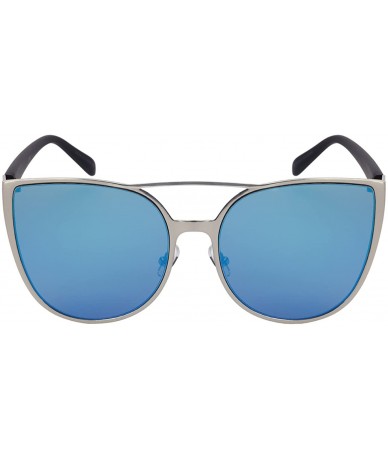 Cat Eye Oversized Flat Lens Cat Eye Sunnies 23084-FLREV - Silver - C112O323ZWO $19.04