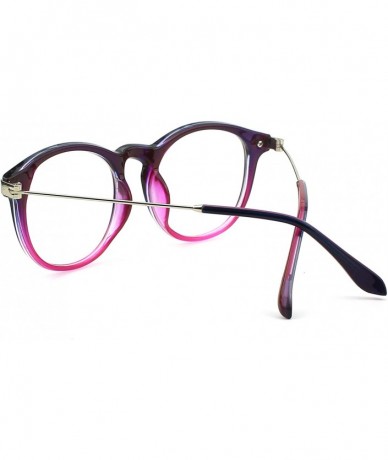 Oversized Fashion Horn Rimmed Keyhole Metal Temple UV400 Clear Lens Glasses - Gradient Purple - CW17Z3E9DTU $21.66