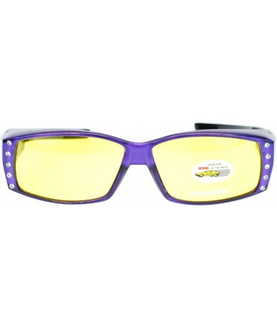 Rectangular Womens Rhinestone Polarized Yellow Night Driving Lens Fit Over Sunglasses - Purple - CU11QLSE5B7 $15.81