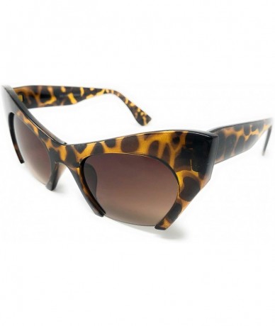Oval Womens Oversize and Regular Cateye Fashion Sunglasses - Tortoise- Half Lens Brown - CI195CUNKXE $19.10